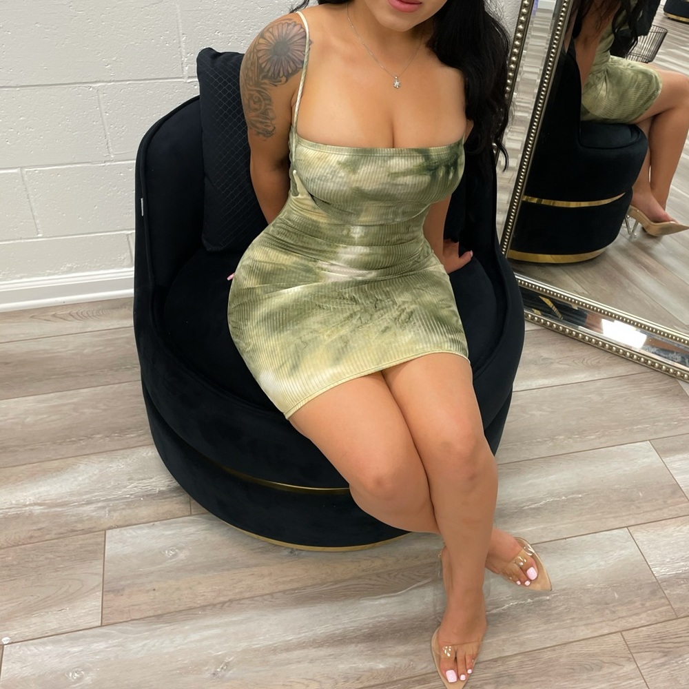 NEW 2 PIECE GREEN TIE DYE BANDEAU DRESS SET
